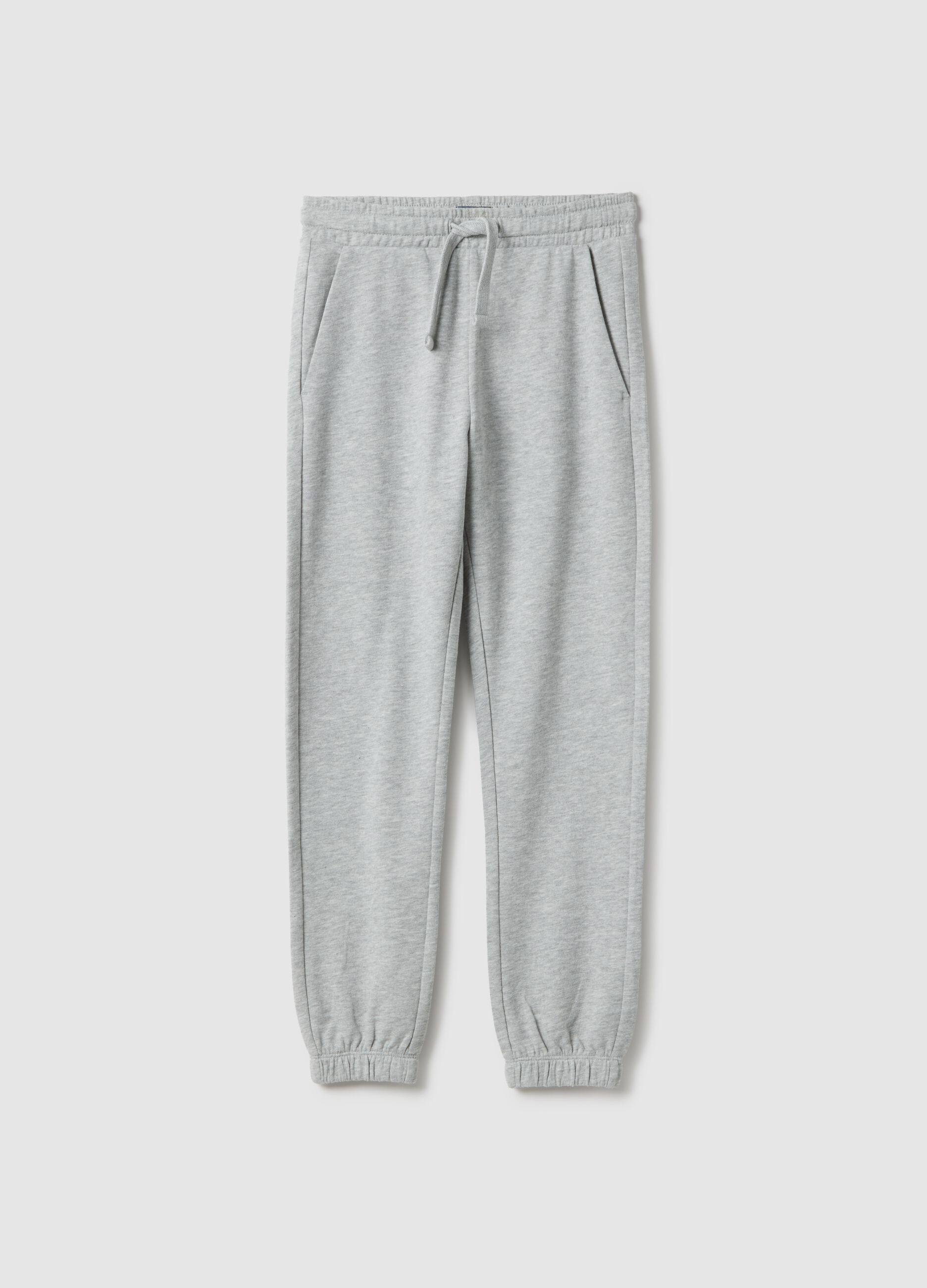 Boy's grey jogger trousers in pure cotton regular fit