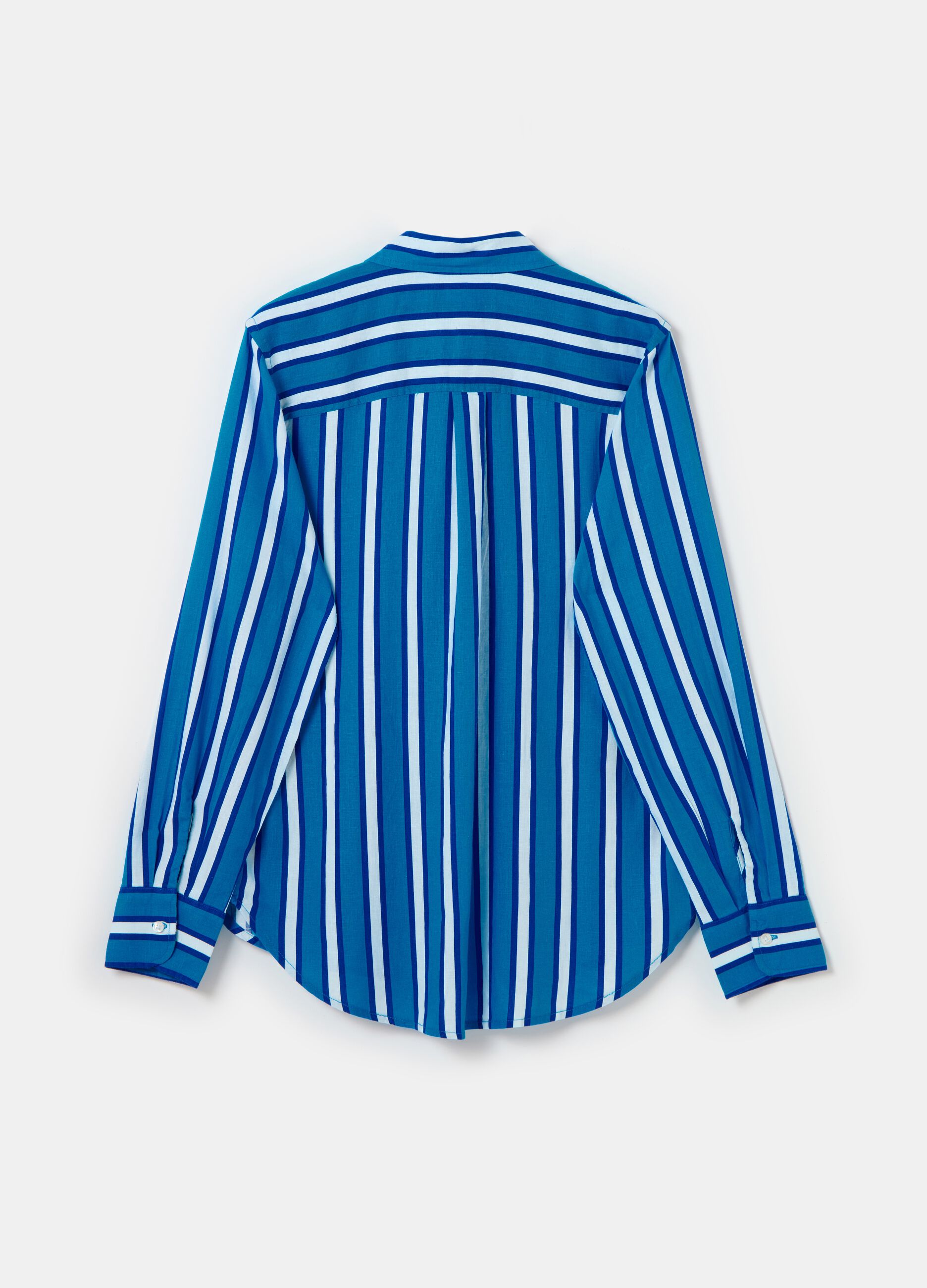 Camicia in lino e viscosa a righe