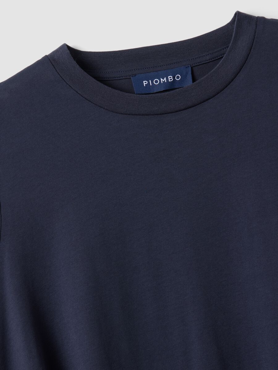 Blue cotton blend short sleeve T-shirt regular fit_5