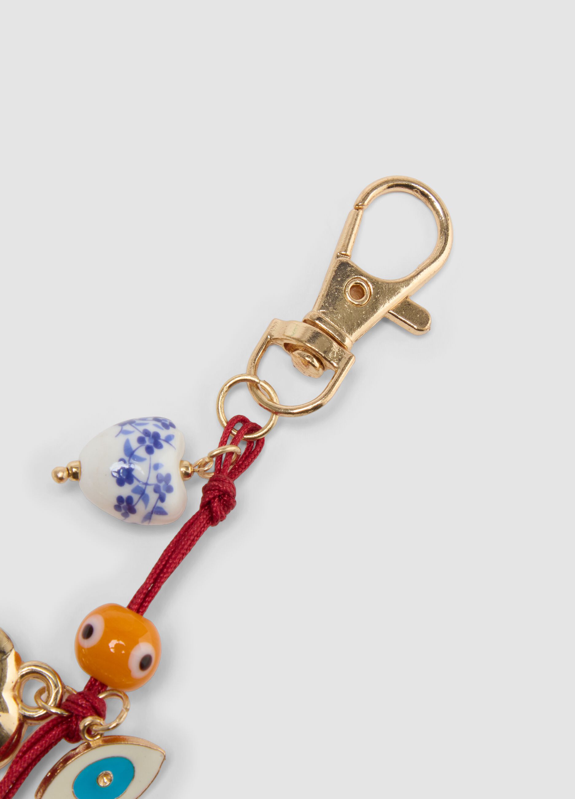 Multicolour keyring pendant with decorative charms