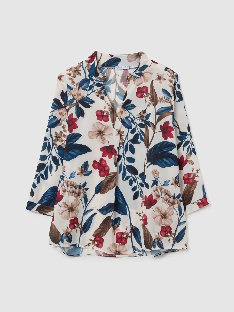 Multicolour Regular Fit Blouse with Flowers_4
