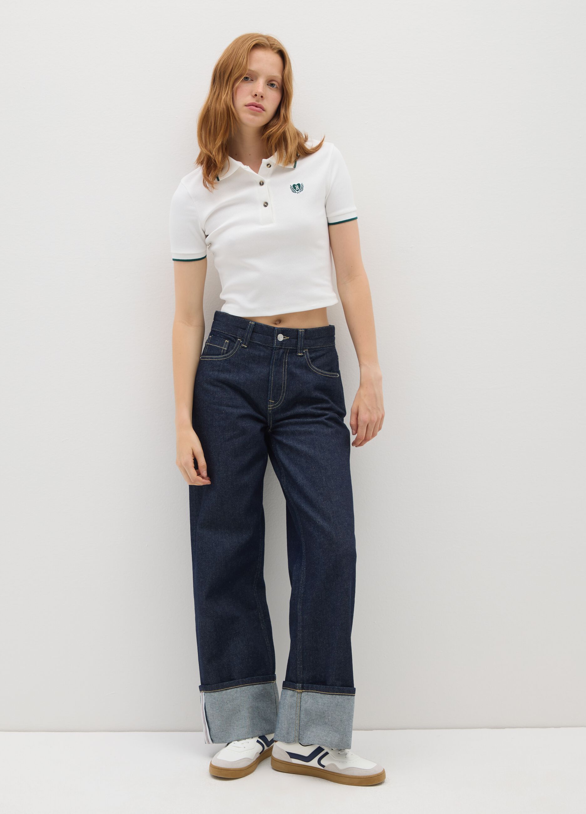Polo in cotone elasticizzato bianca regular fit