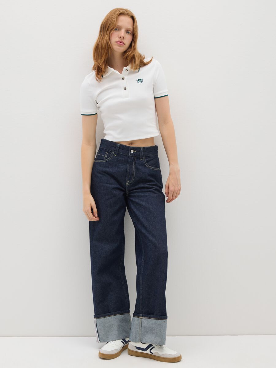 Polo in cotone elasticizzato bianca regular fit_1