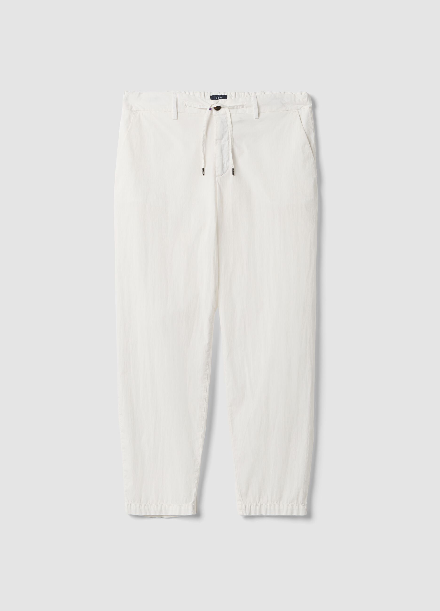White stretch-cotton carrot-fit chino trousers