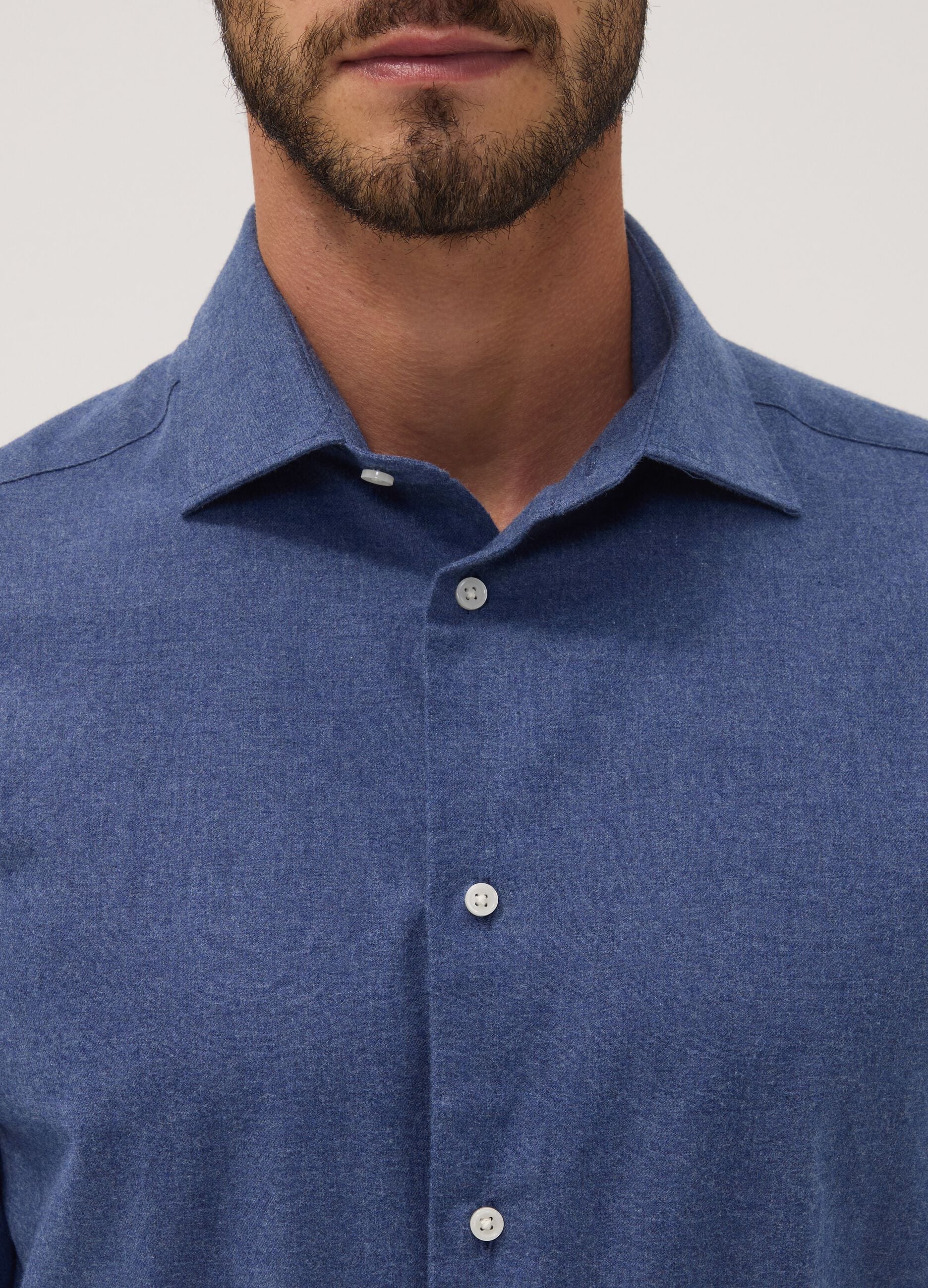 Light blue pure cotton twill shirt, regular fit