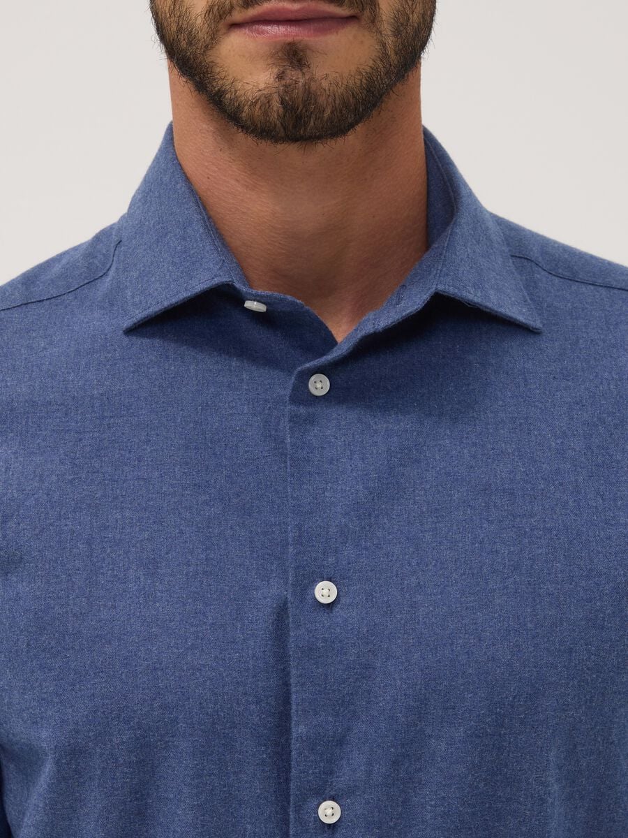Light blue pure cotton twill shirt, regular fit_1