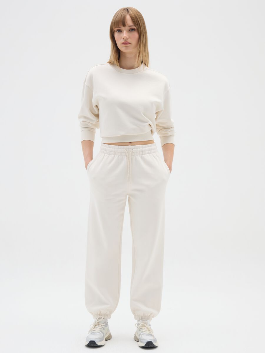 White cotton blend sweatshirt regular fit_1