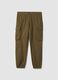 Green regular-fit stretch cotton cargo trousers_0