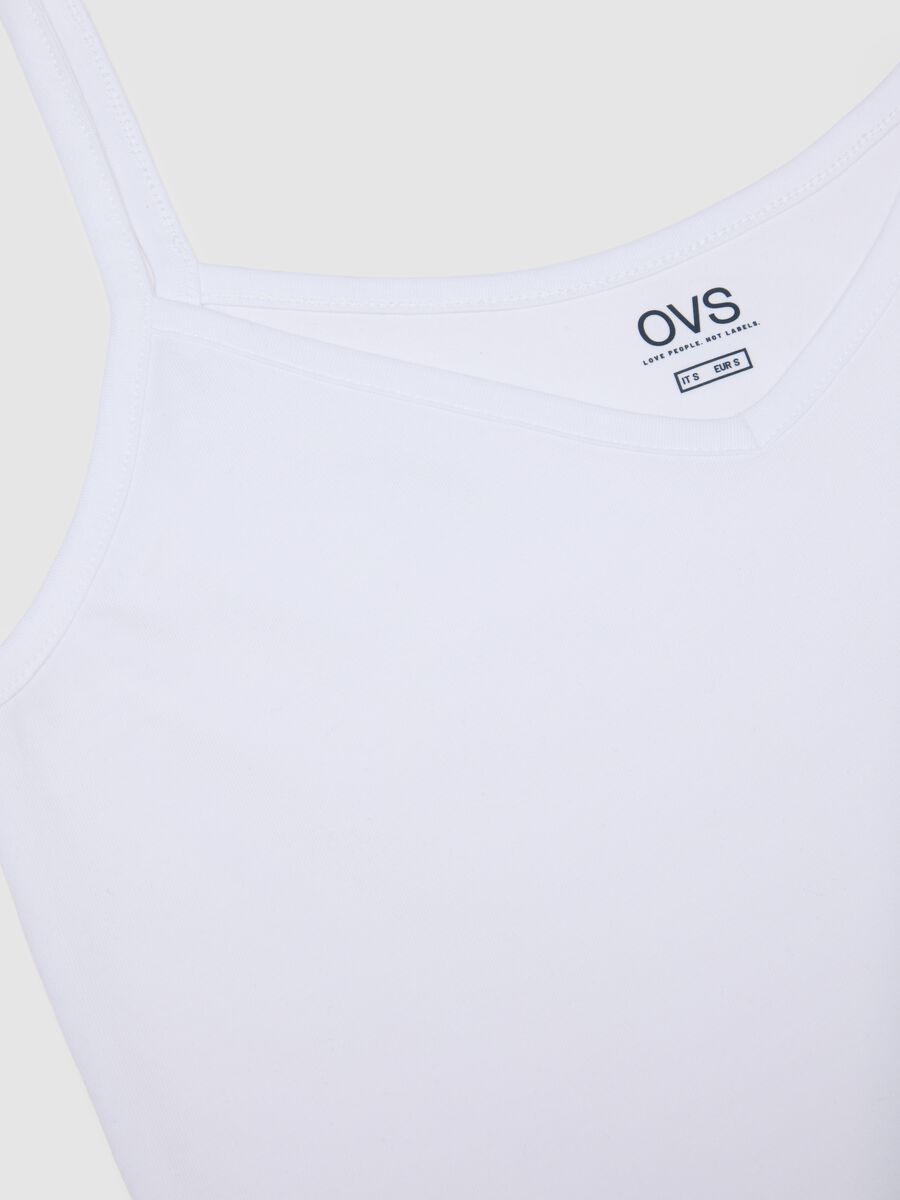 Canottiera in cotone elasticizzato bianca regular fit deep V_5
