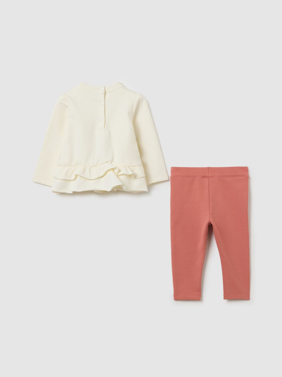 Completo da bambina in cotone beige regular fit_1
