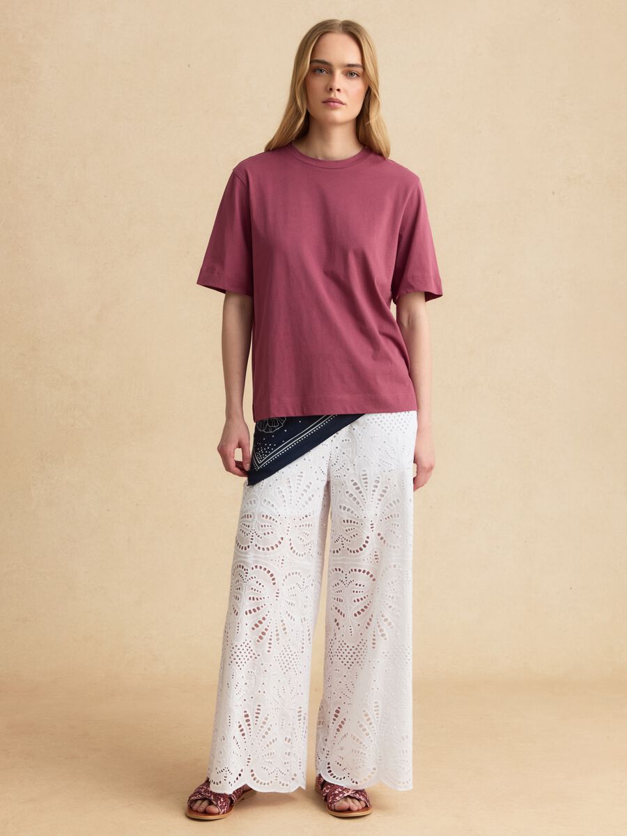 Purple short-sleeved pure cotton T-shirt_2