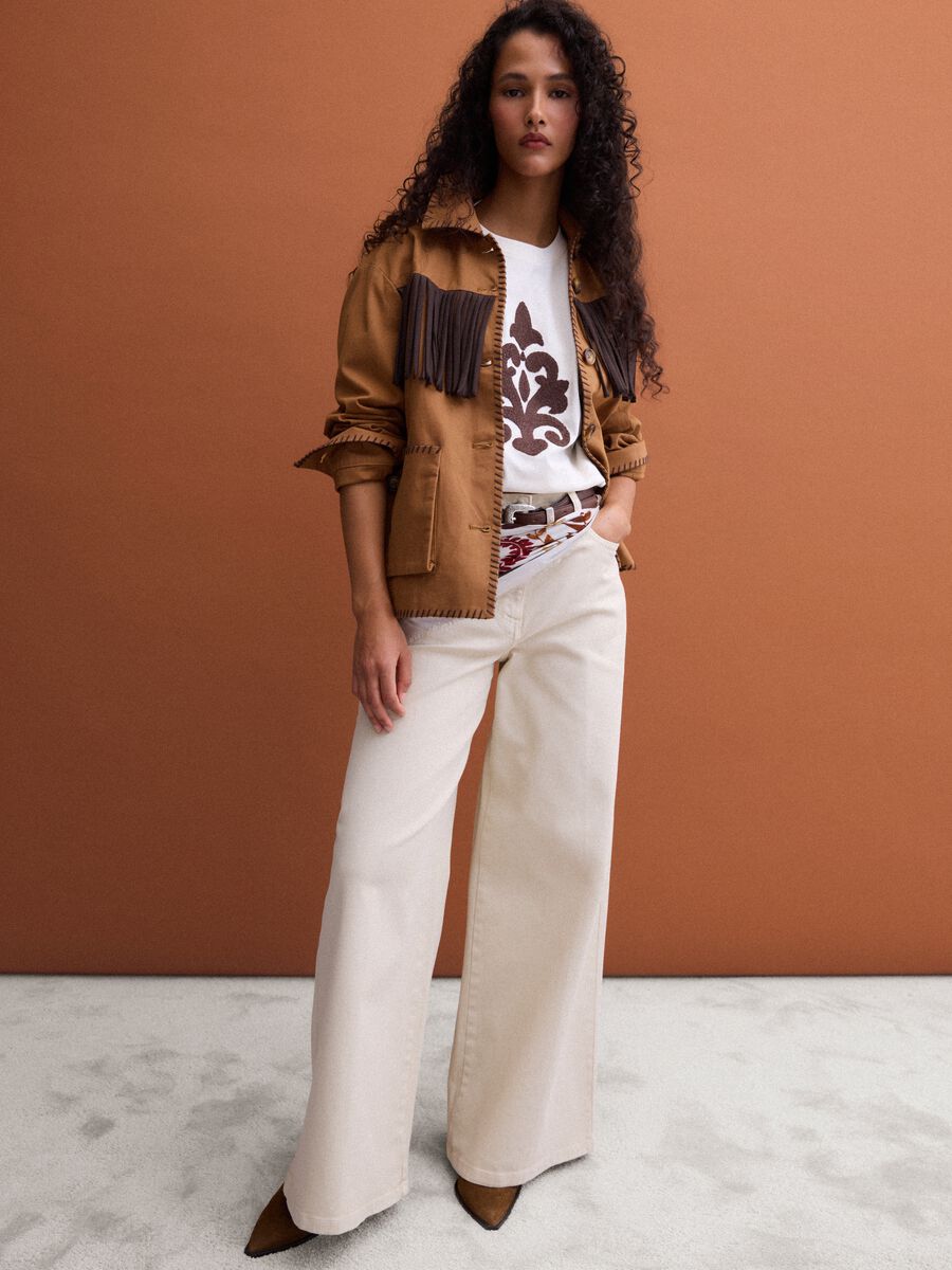 White stretch cotton wide-leg trousers_0