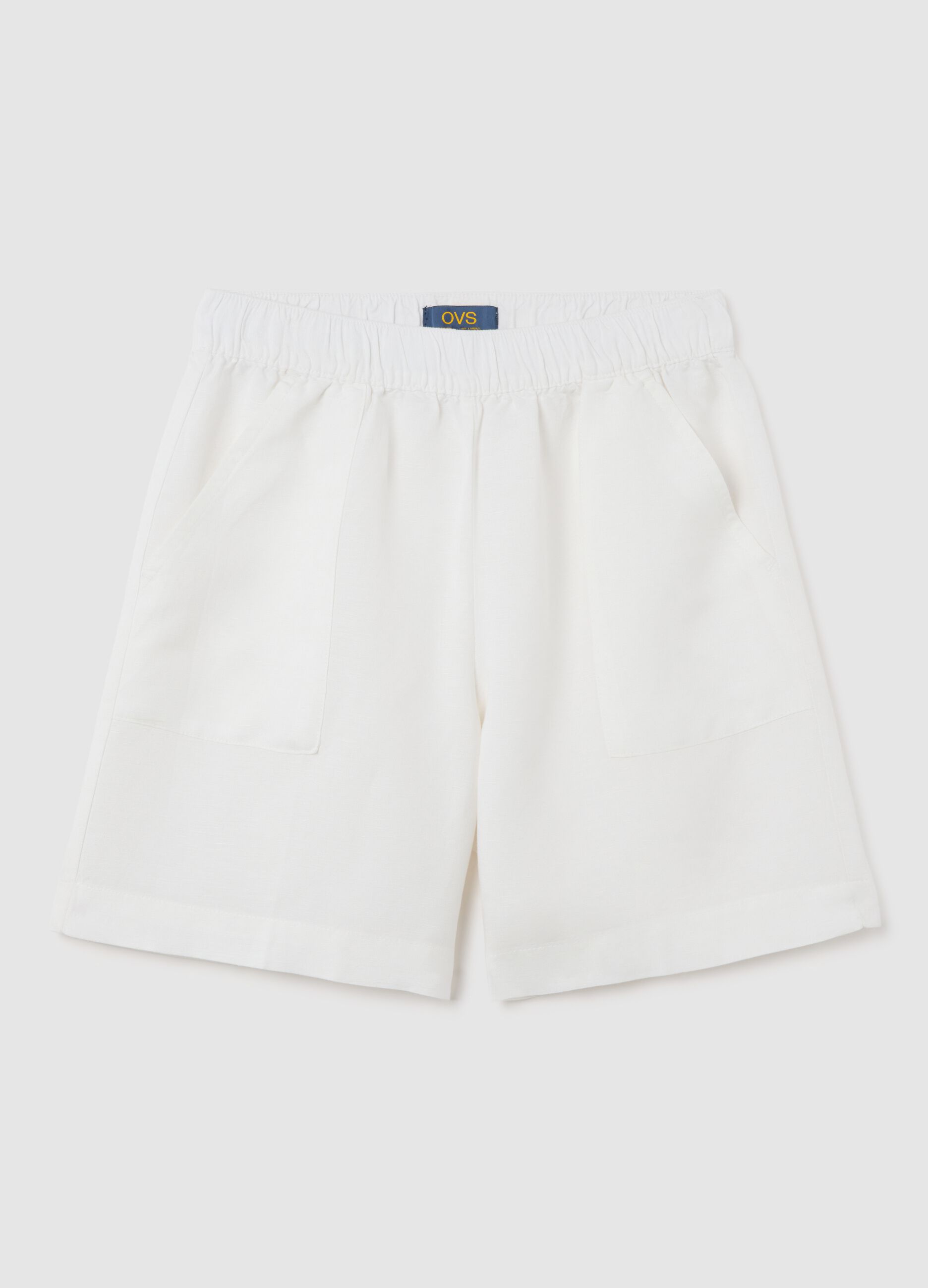 Women's white linen-blend shorts regular fit