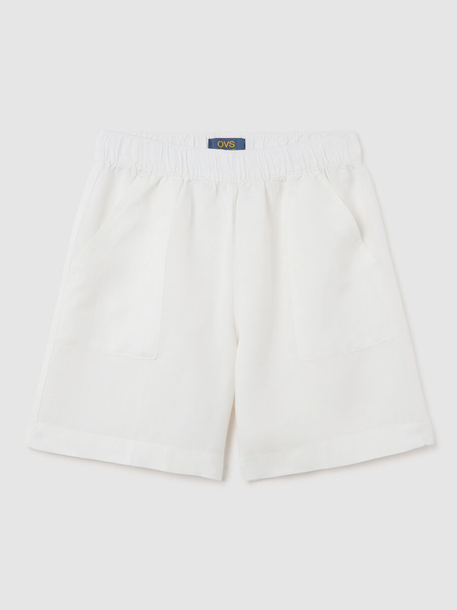 Women's white linen-blend shorts regular fit_4
