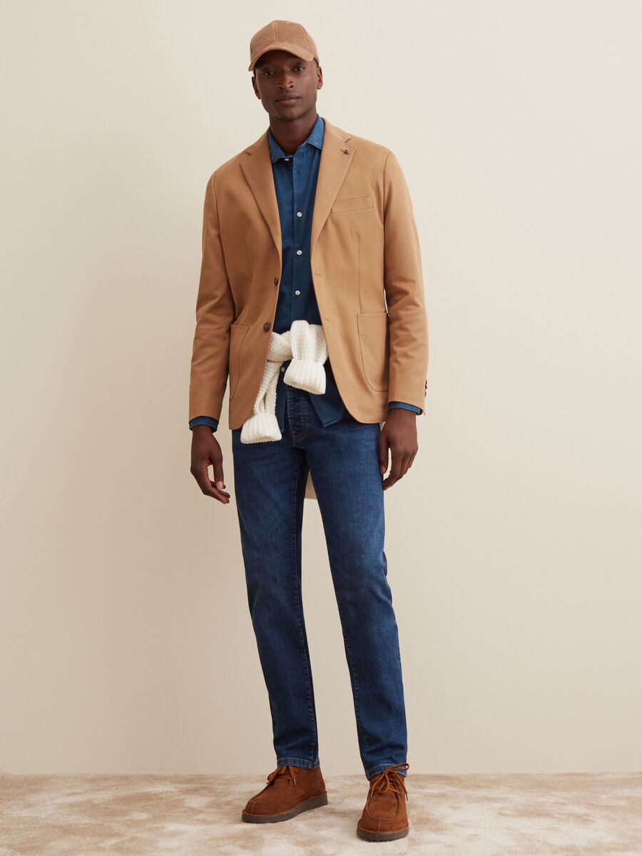 Blazer slim fit in cotone_0