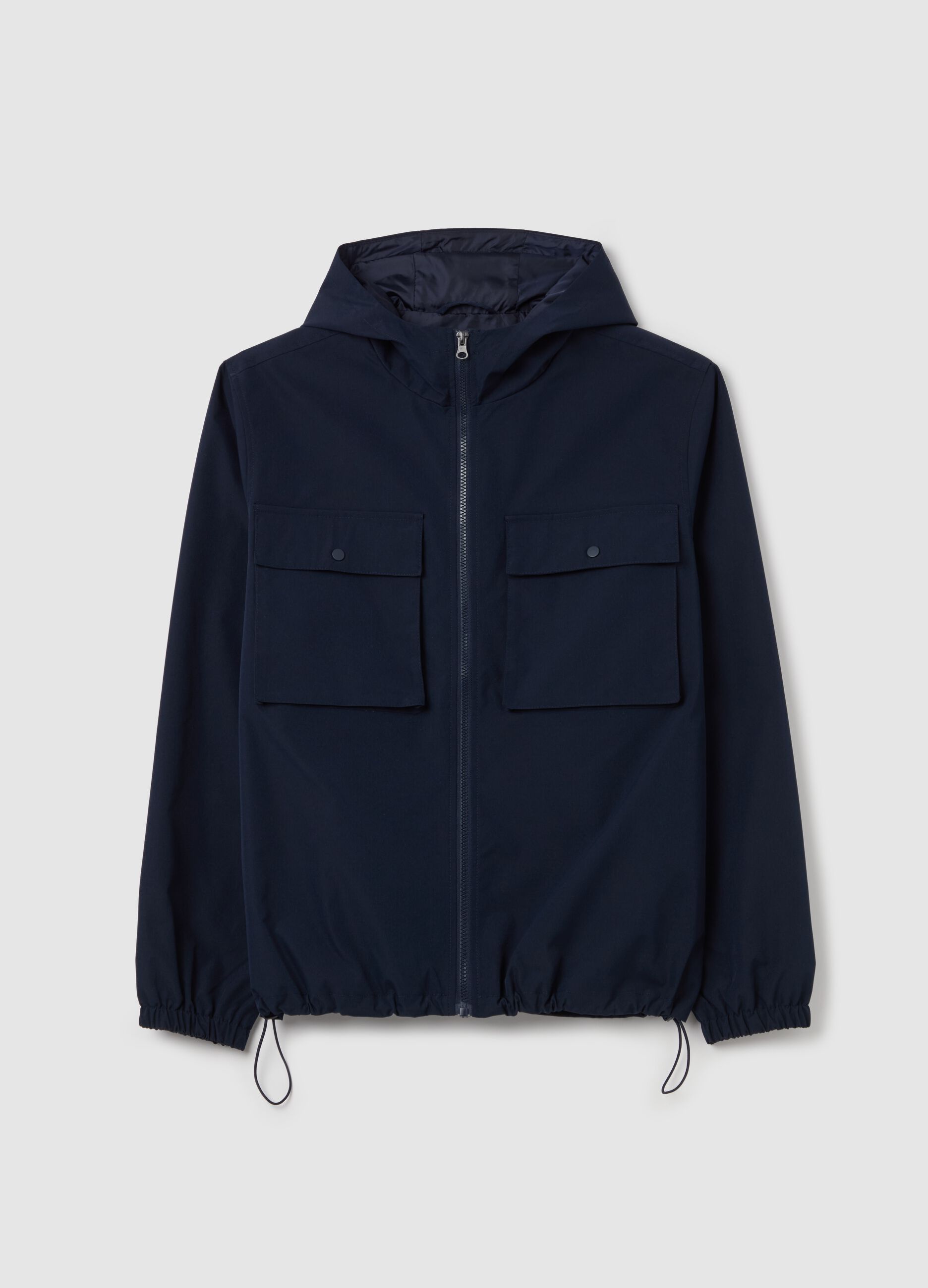 Giacca corta con cappuccio full-zip