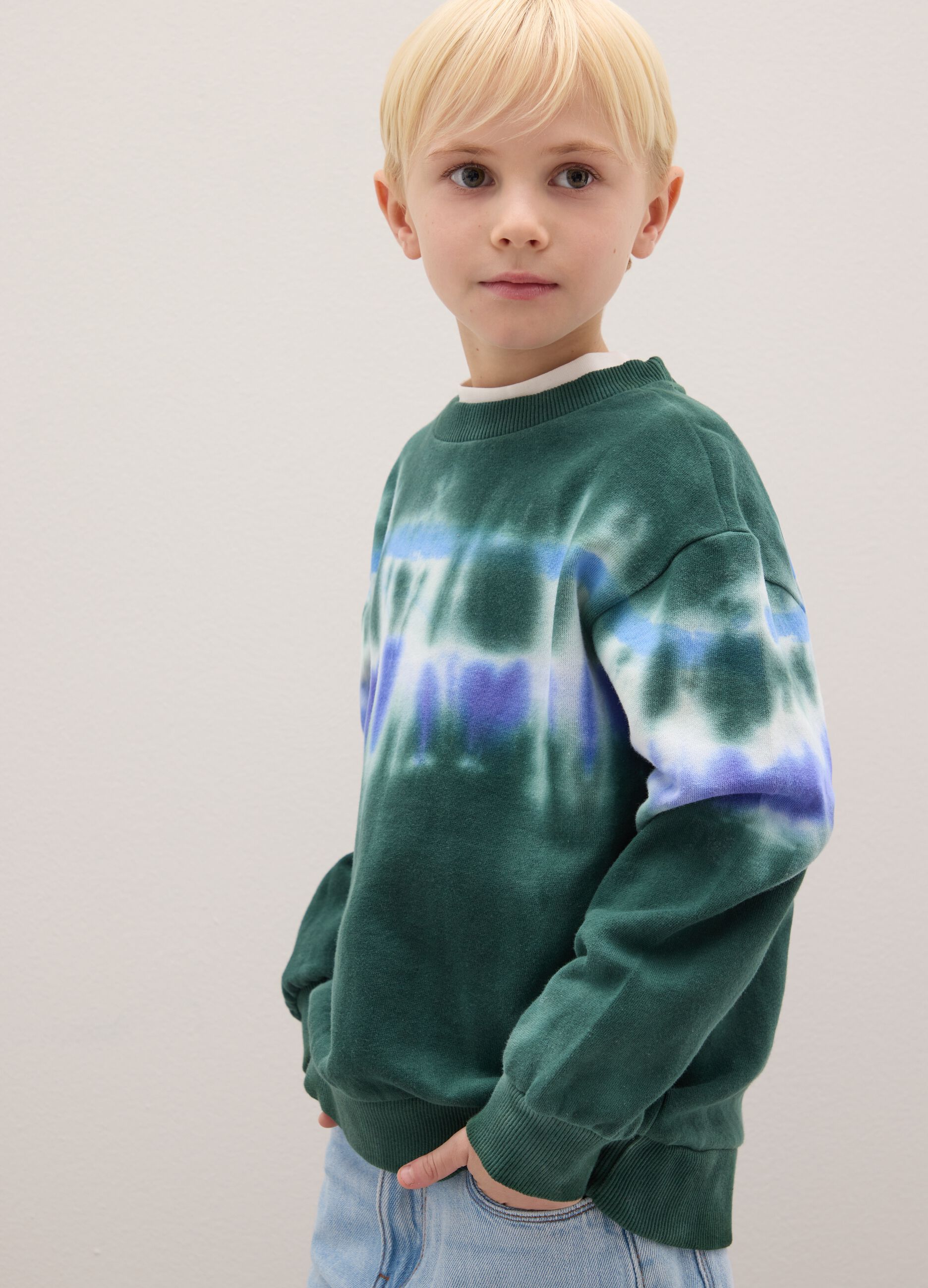 Children's multicoloured pure cotton tie-dye effect sweatshirt