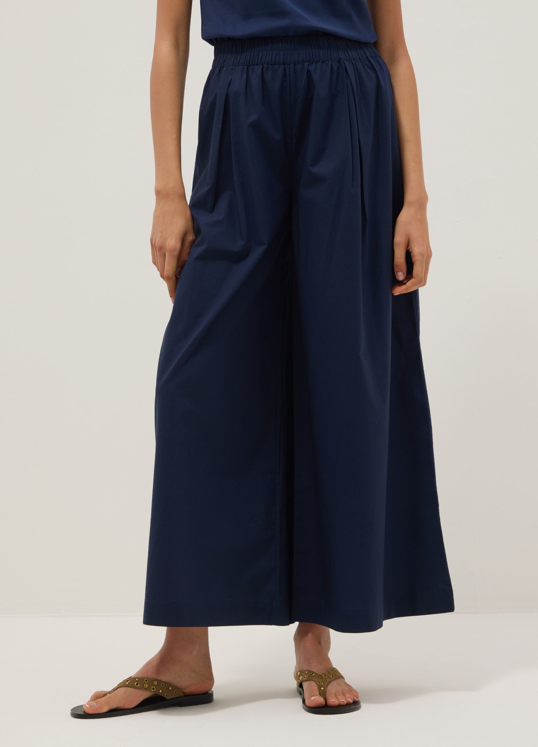 Blue pure cotton palazzo trousers