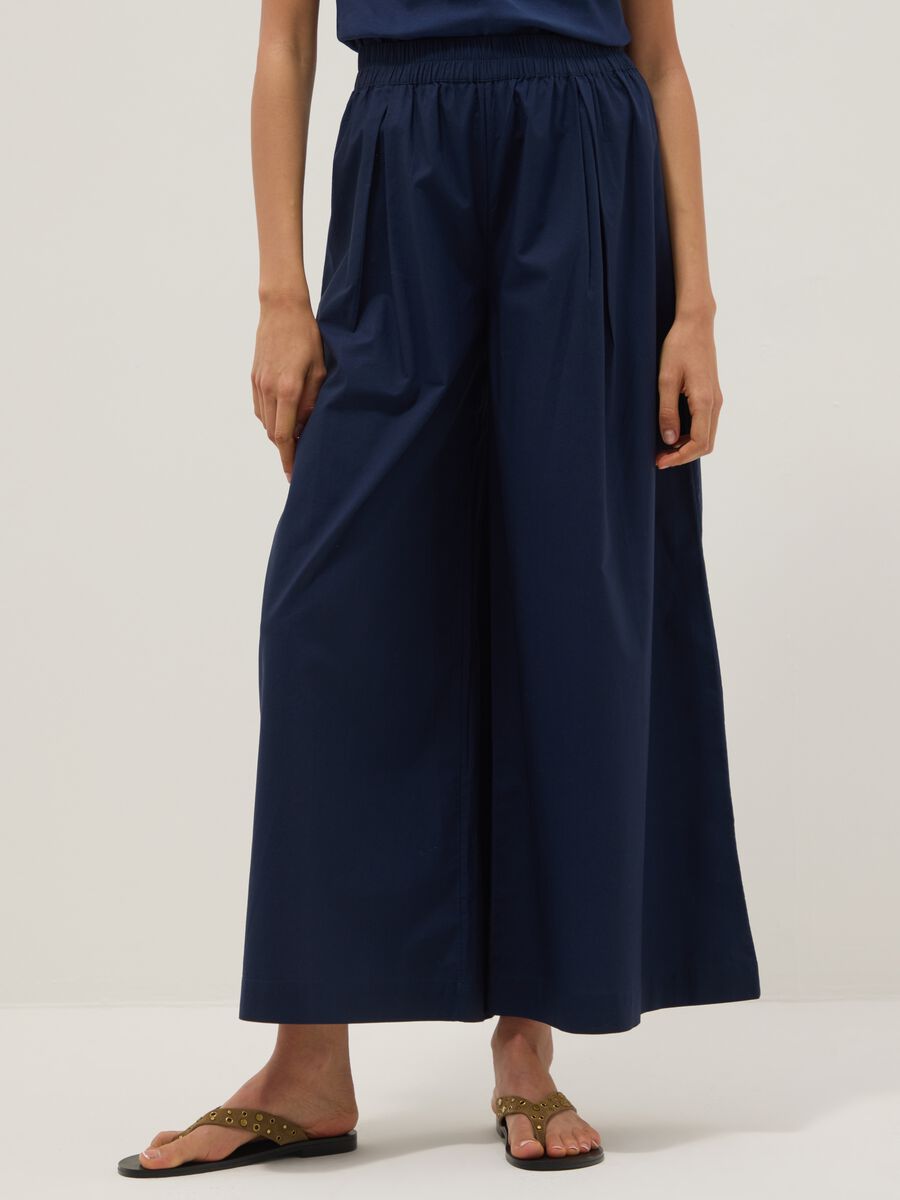 Blue pure cotton palazzo trousers_1