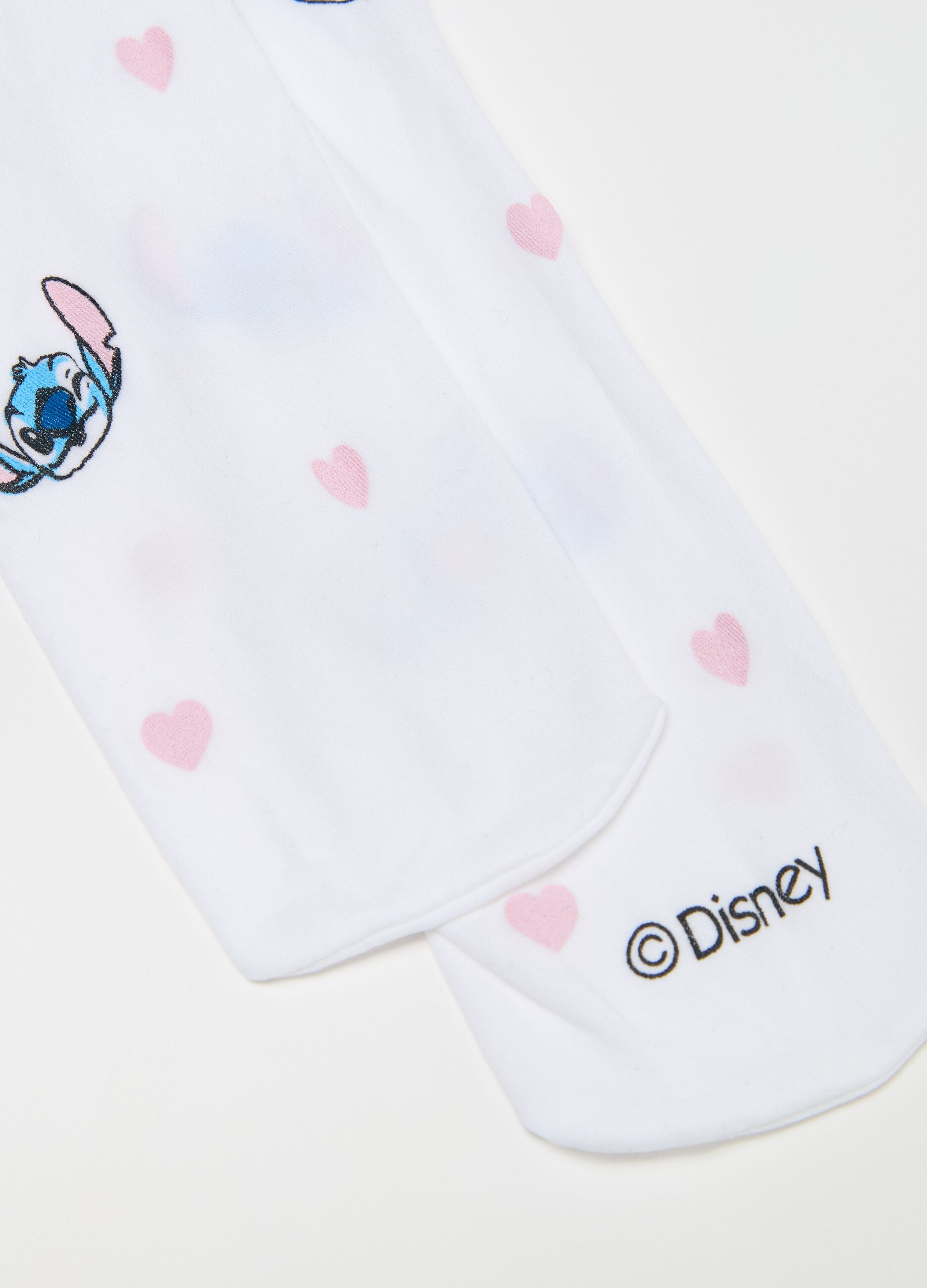 Collant in microfibra con stampa Stitch e cuori 