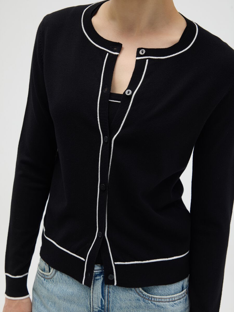White viscose blend cardigan regular fit_1