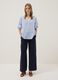 Blue cotton-blend top with embroidery and V-neck_1