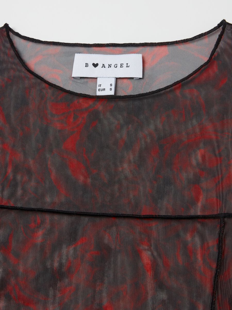 Mesh T-shirt with roses print_5