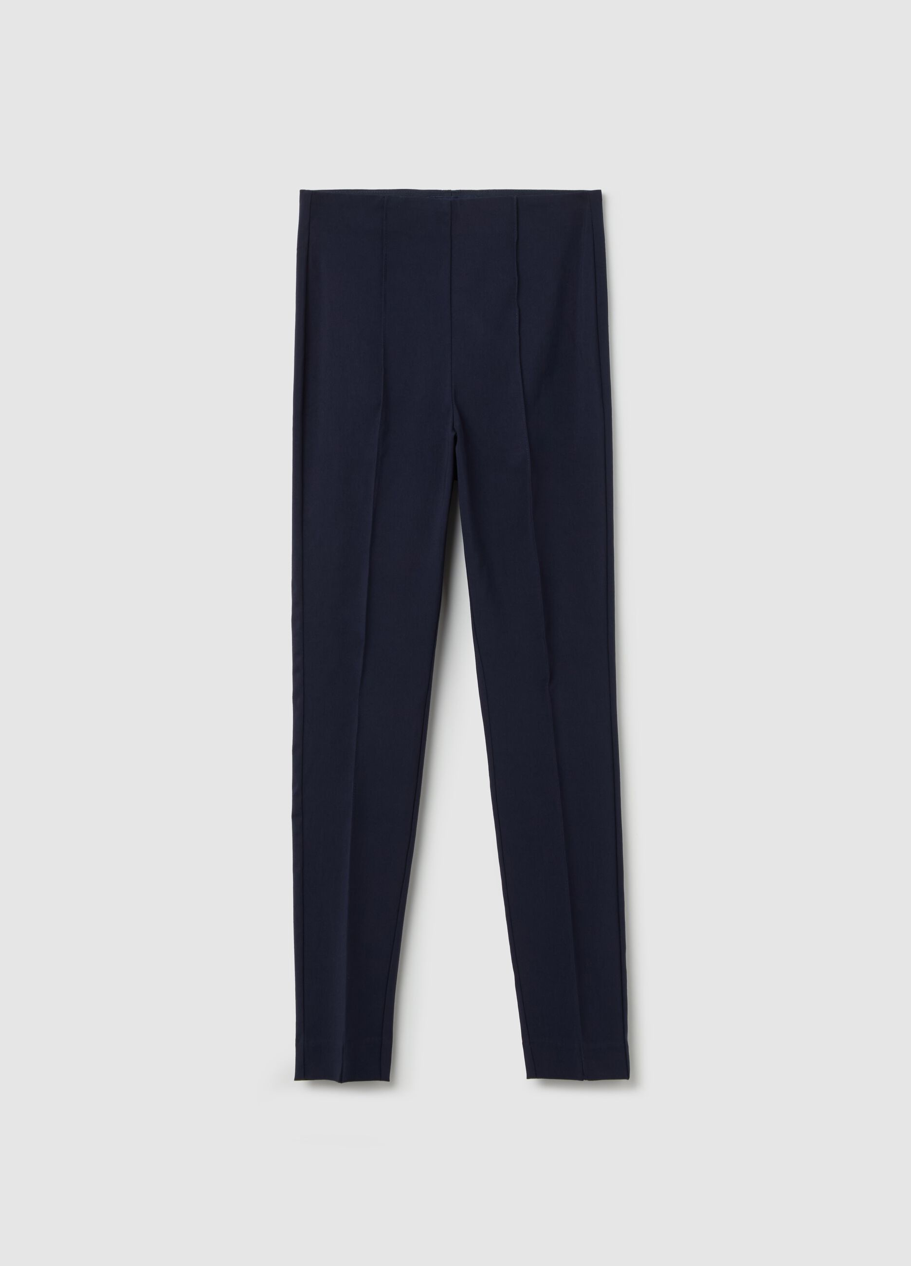 Cropped treggings with embossed seams