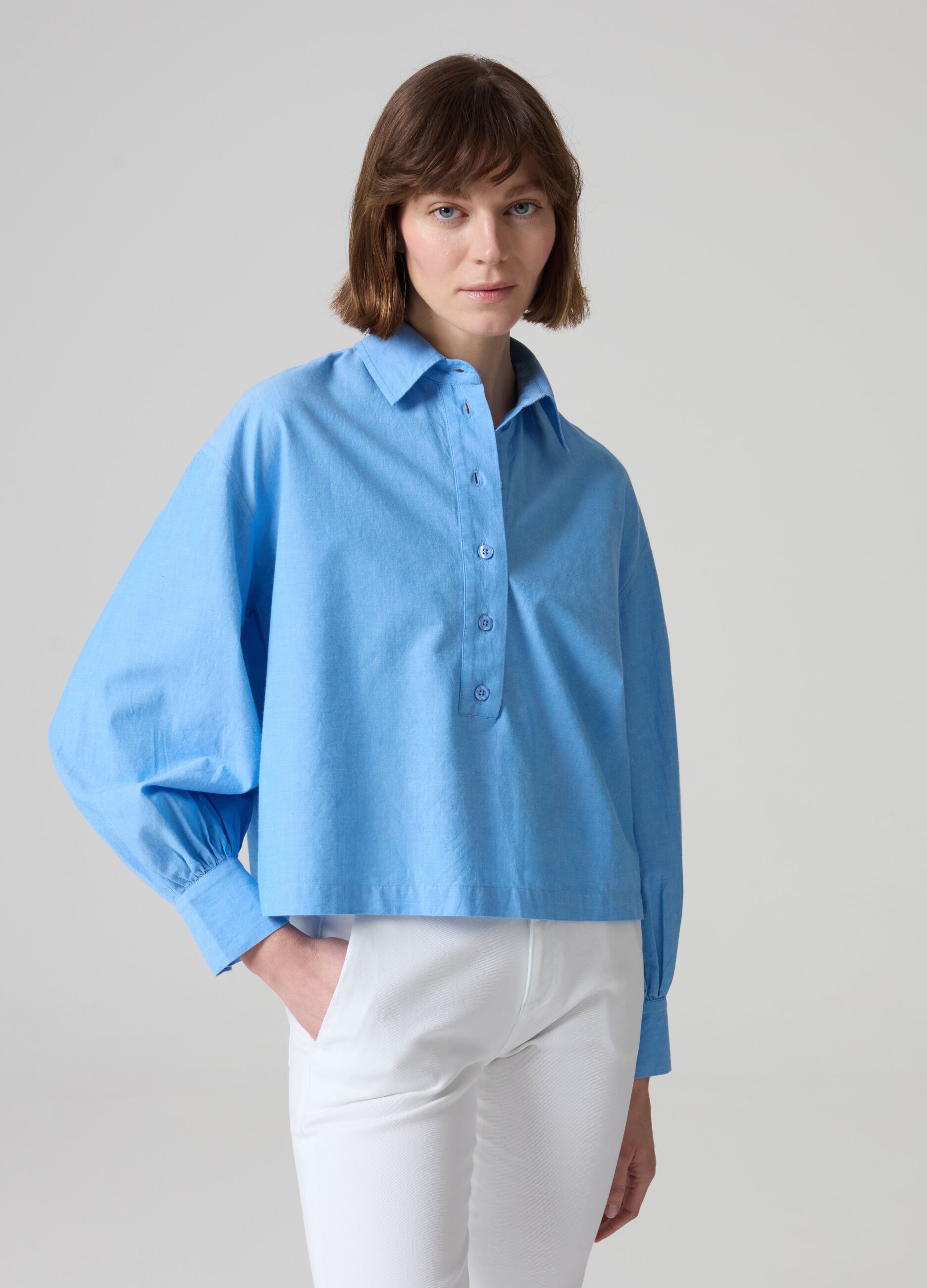 Ovs Blusa in cotone con maniche a sbuffo