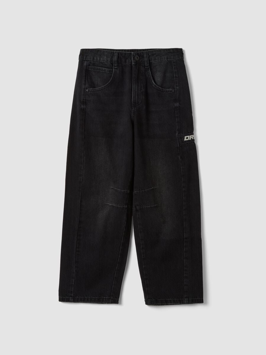 Jeans neri baggy fit in puro cotone_3
