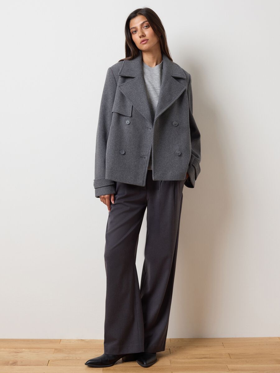 Cappotto in misto lana grigio regular fit_1