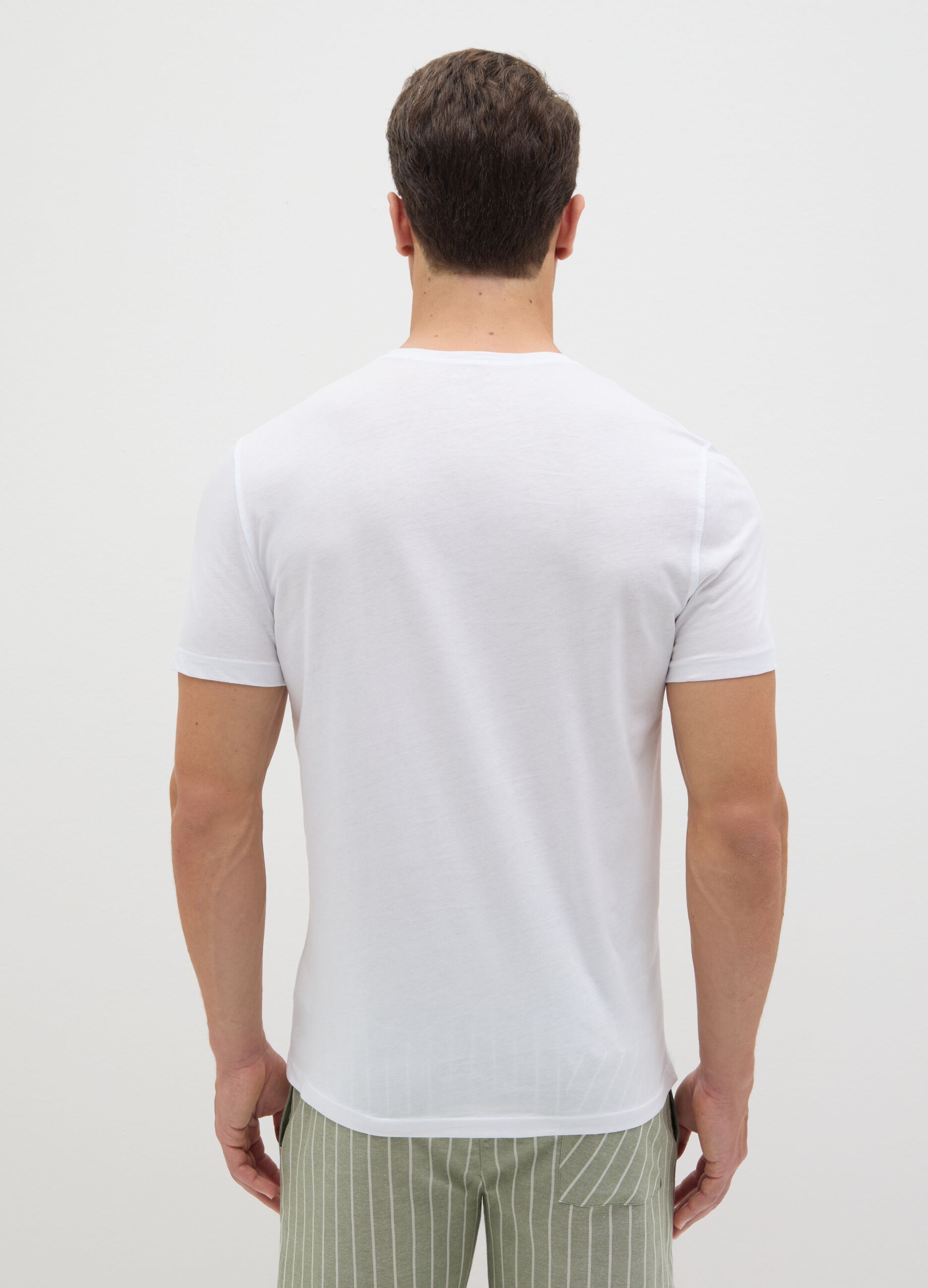 Men's pure cotton white regular fit T-shirt