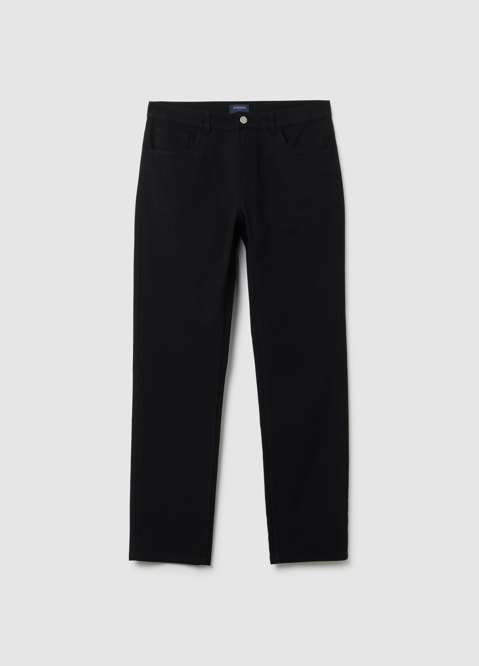 Black Regular Fit Pure Cotton Trousers