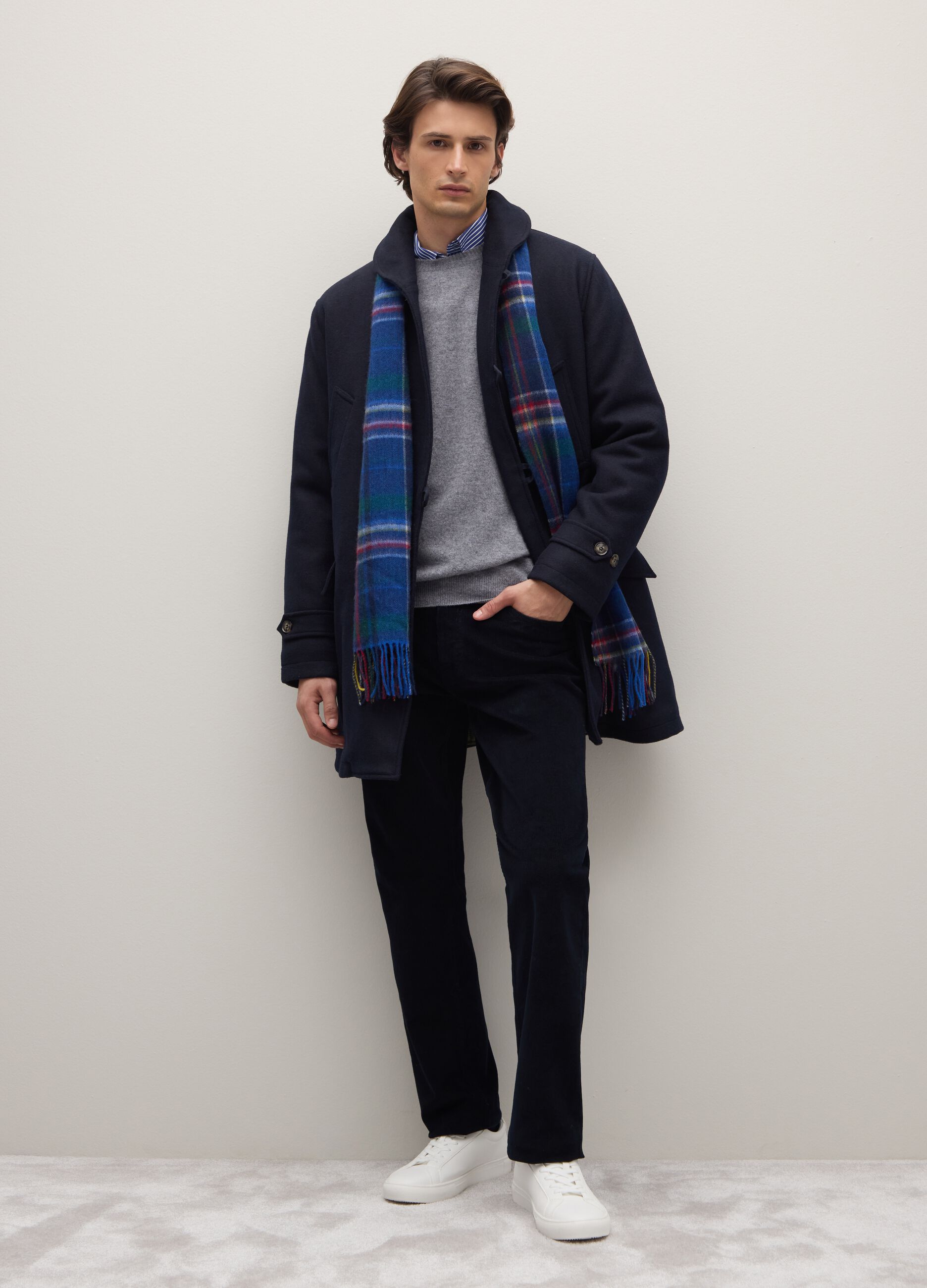 Blue regular fit parka jacket with zip