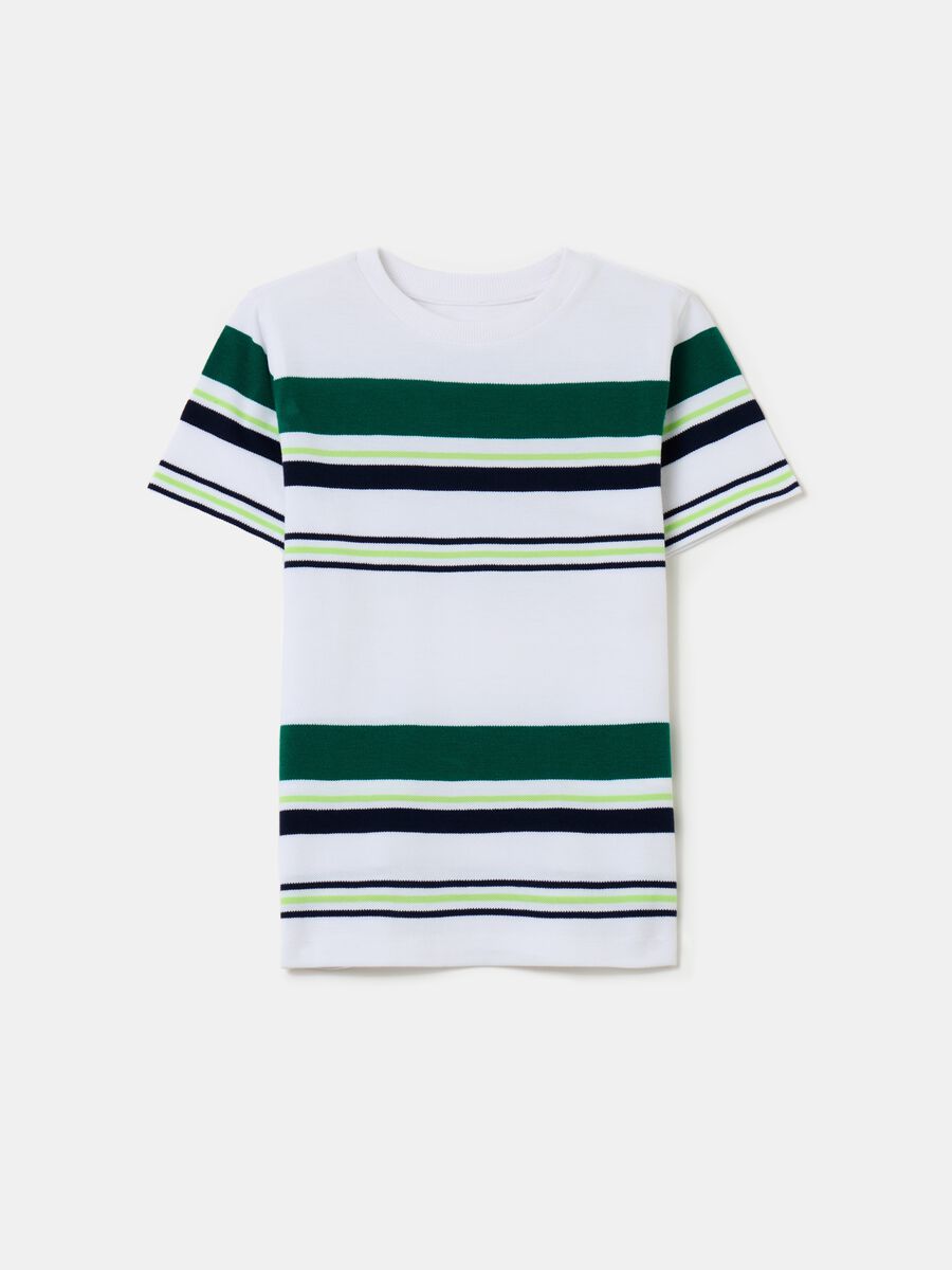 Piquet T-shirt with striped pattern_0