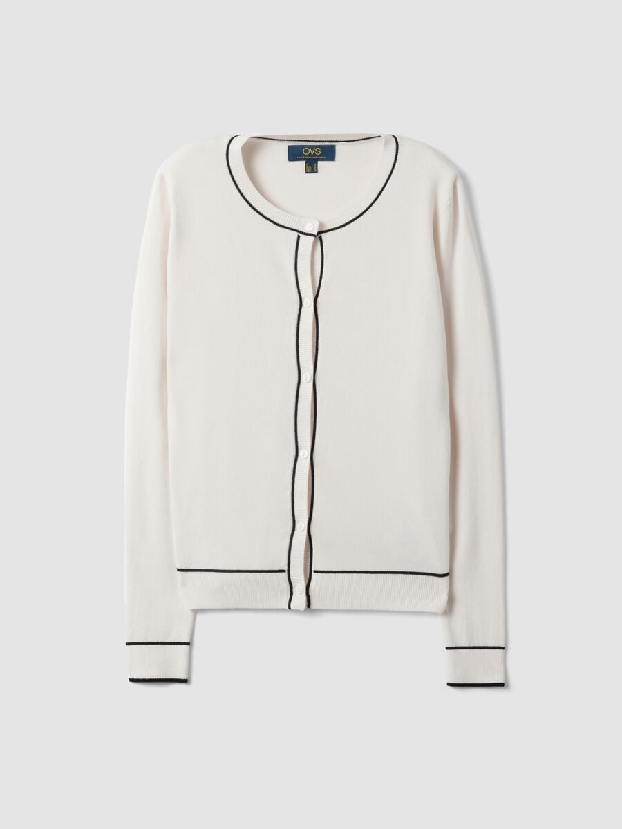 Cardigan bianco in viscosa elasticizzata regular fit_4