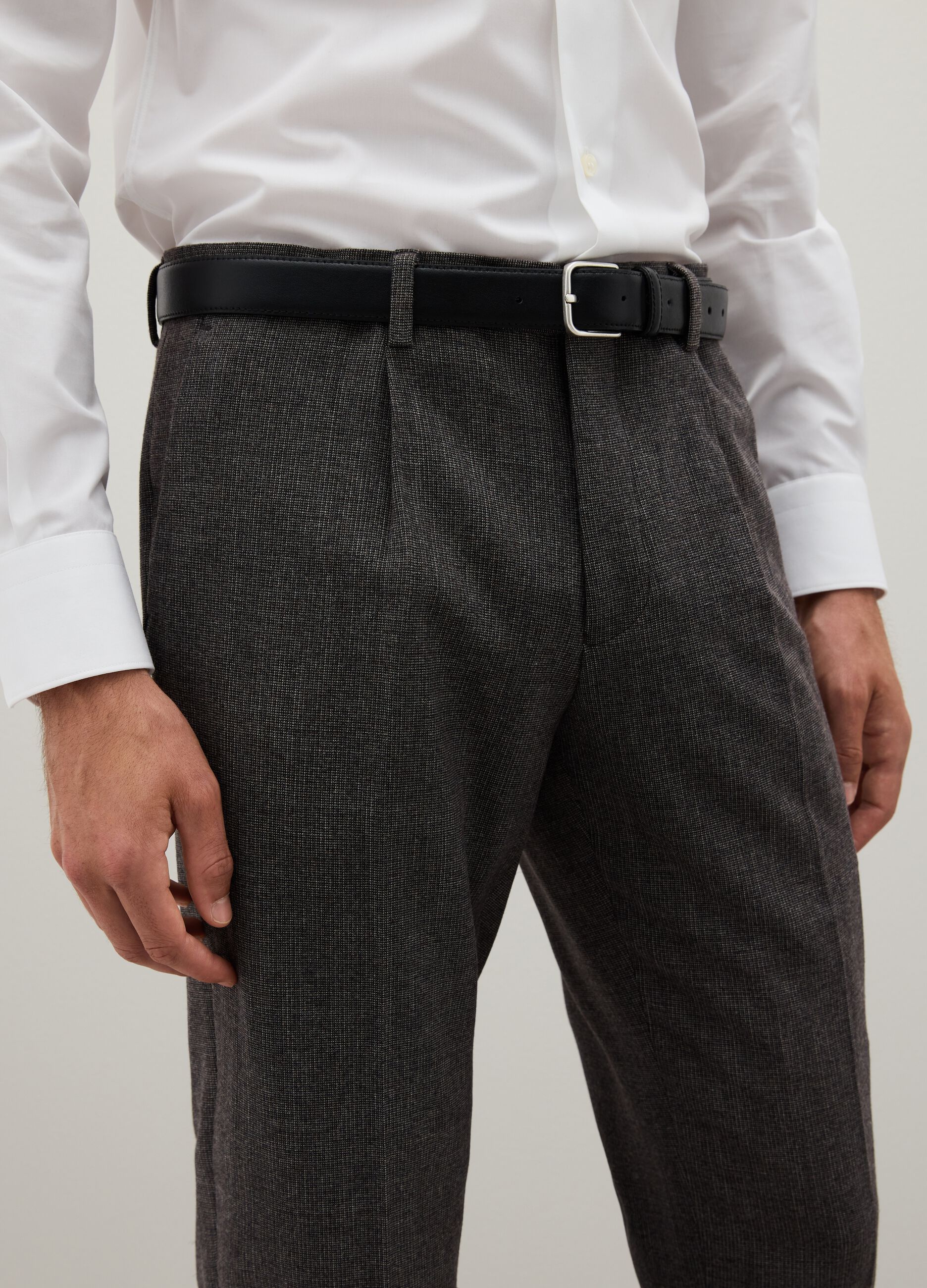 Grey slim fit stretch fabric trousers