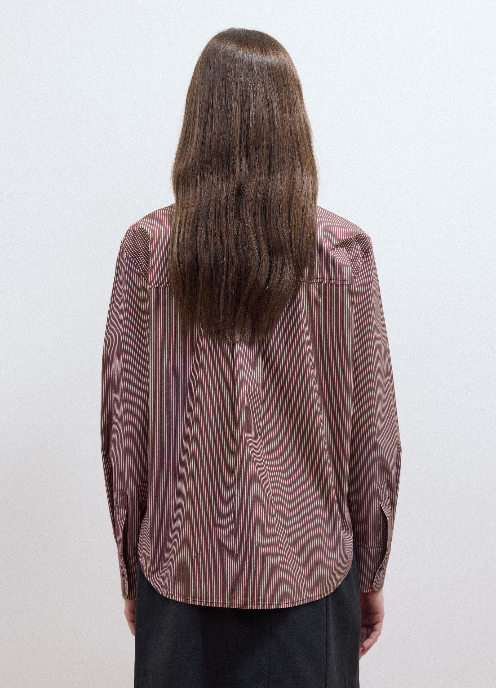 Multicolour stretch-cotton shirt with scarf collar