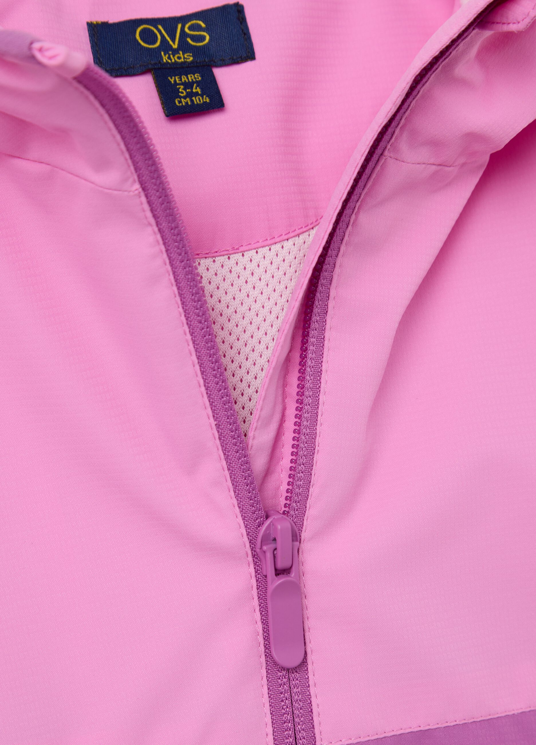 Two-tone rain jacket with hood