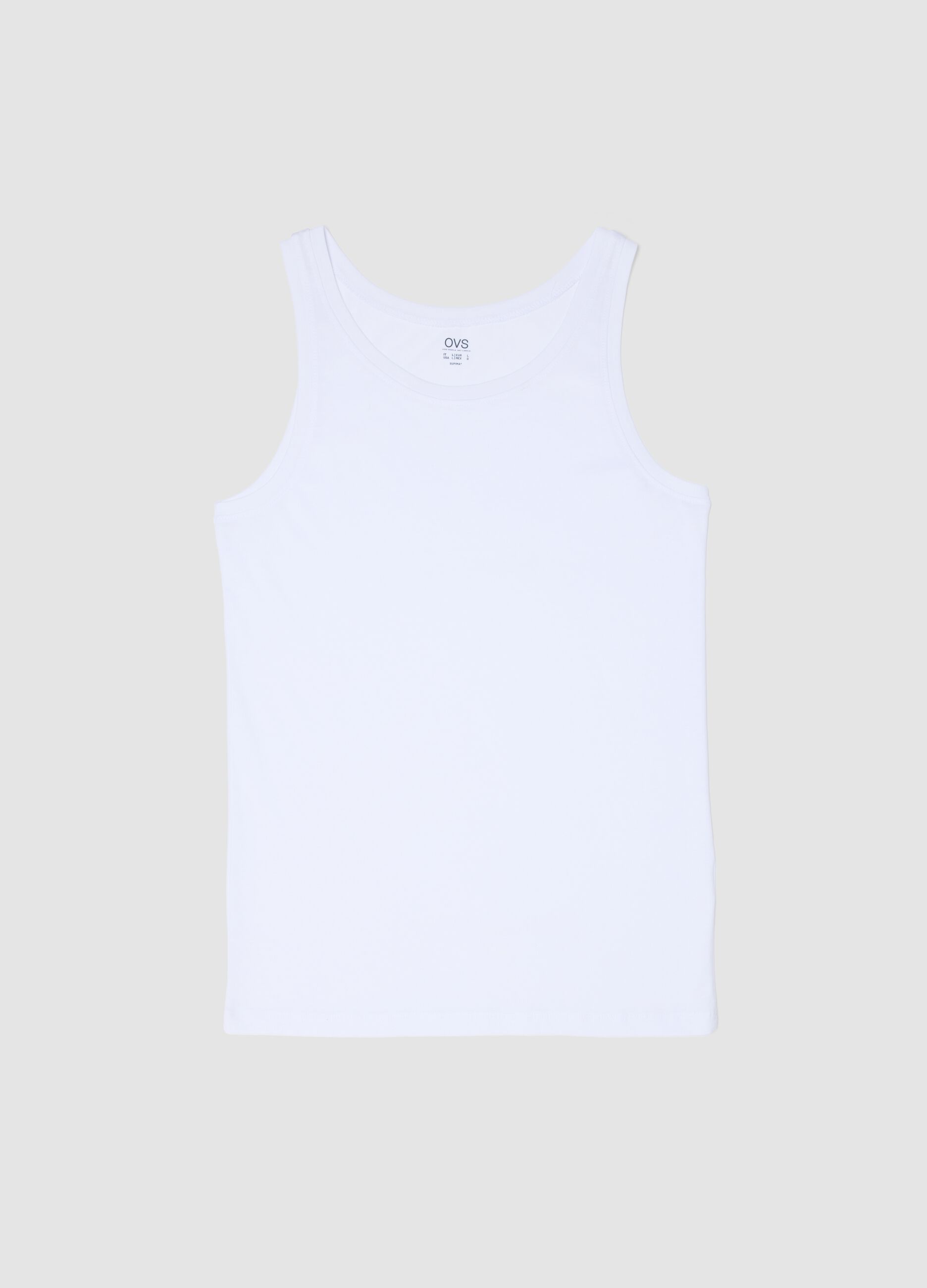 White Supima cotton vest top, regular fit