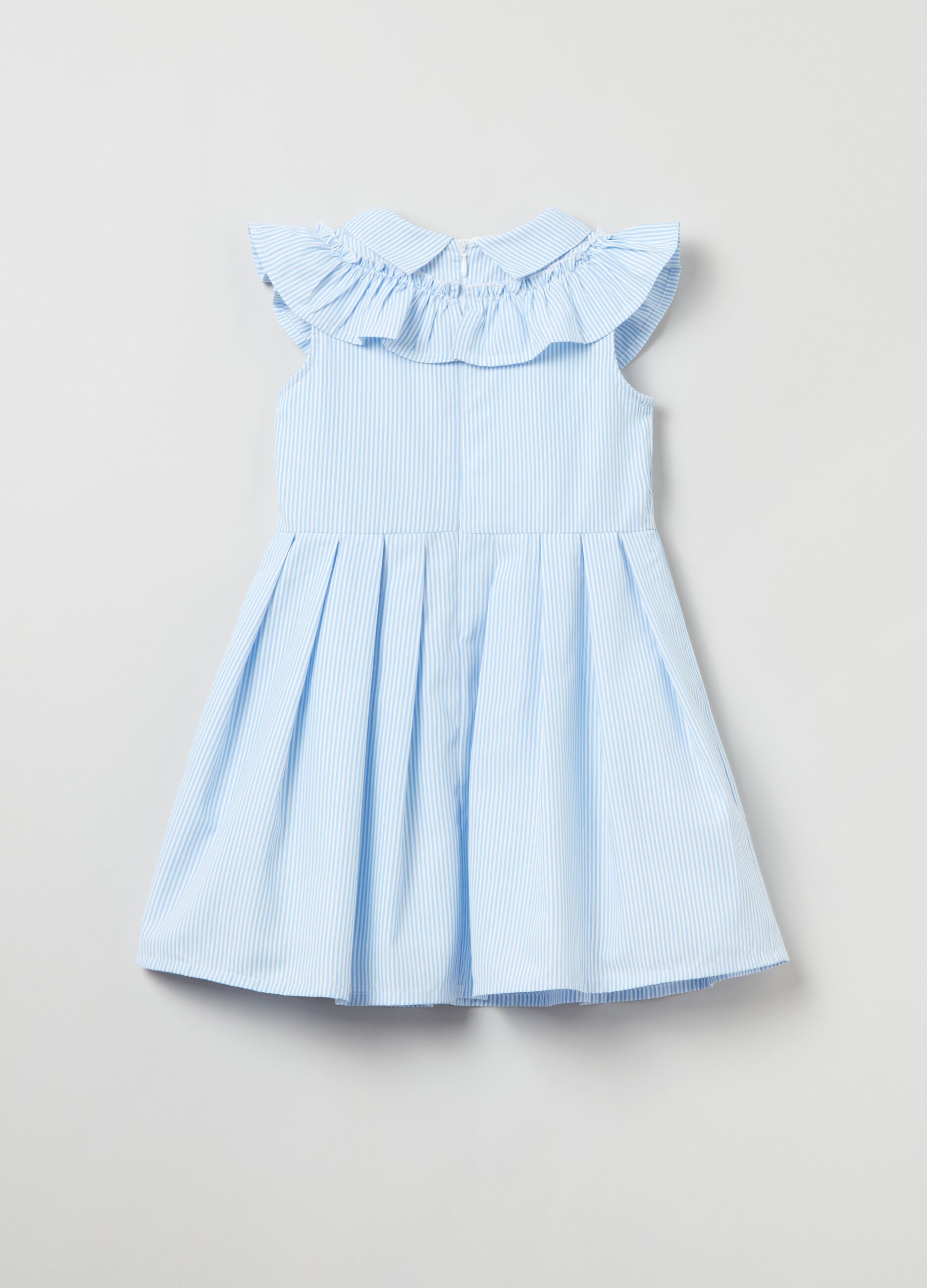 Vestito smanicato a righe con rouche _1