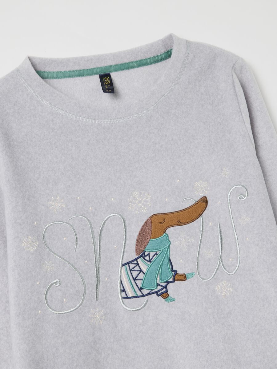 Multicolour fleece blend regular fit pyjamas_5