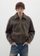 Brown Faux Leather Bomber Jacket_1