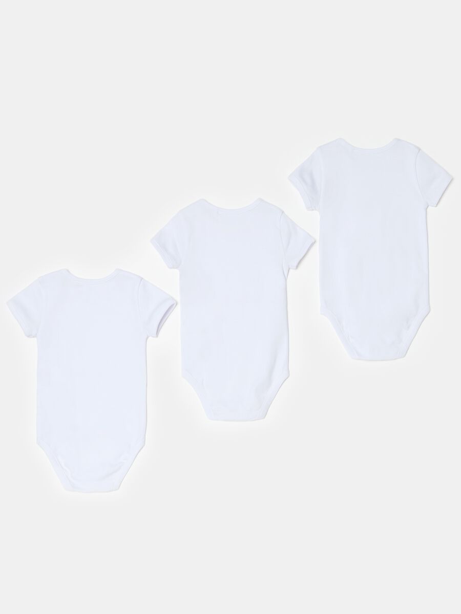 Three-pack organic cotton bodysuits with short sleeves_1