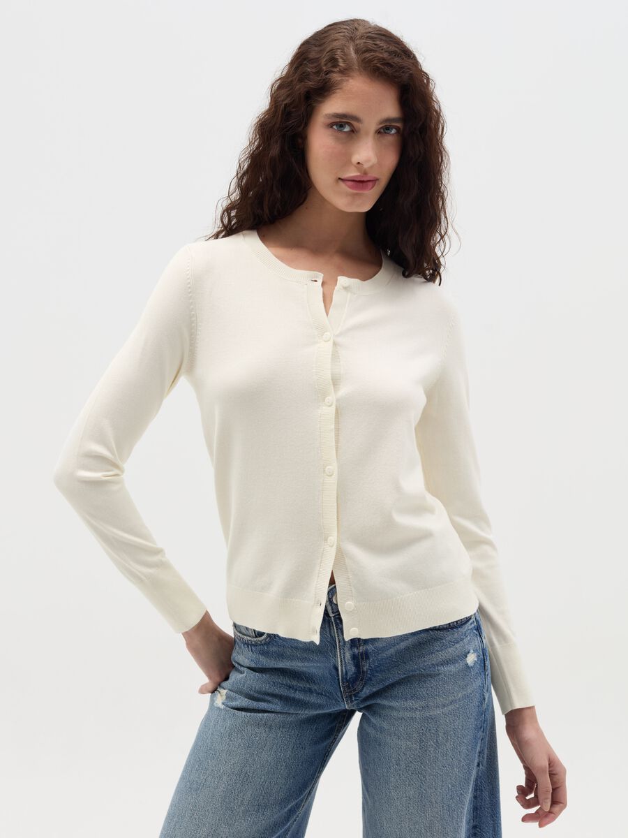 Cardigan with round neckline_0
