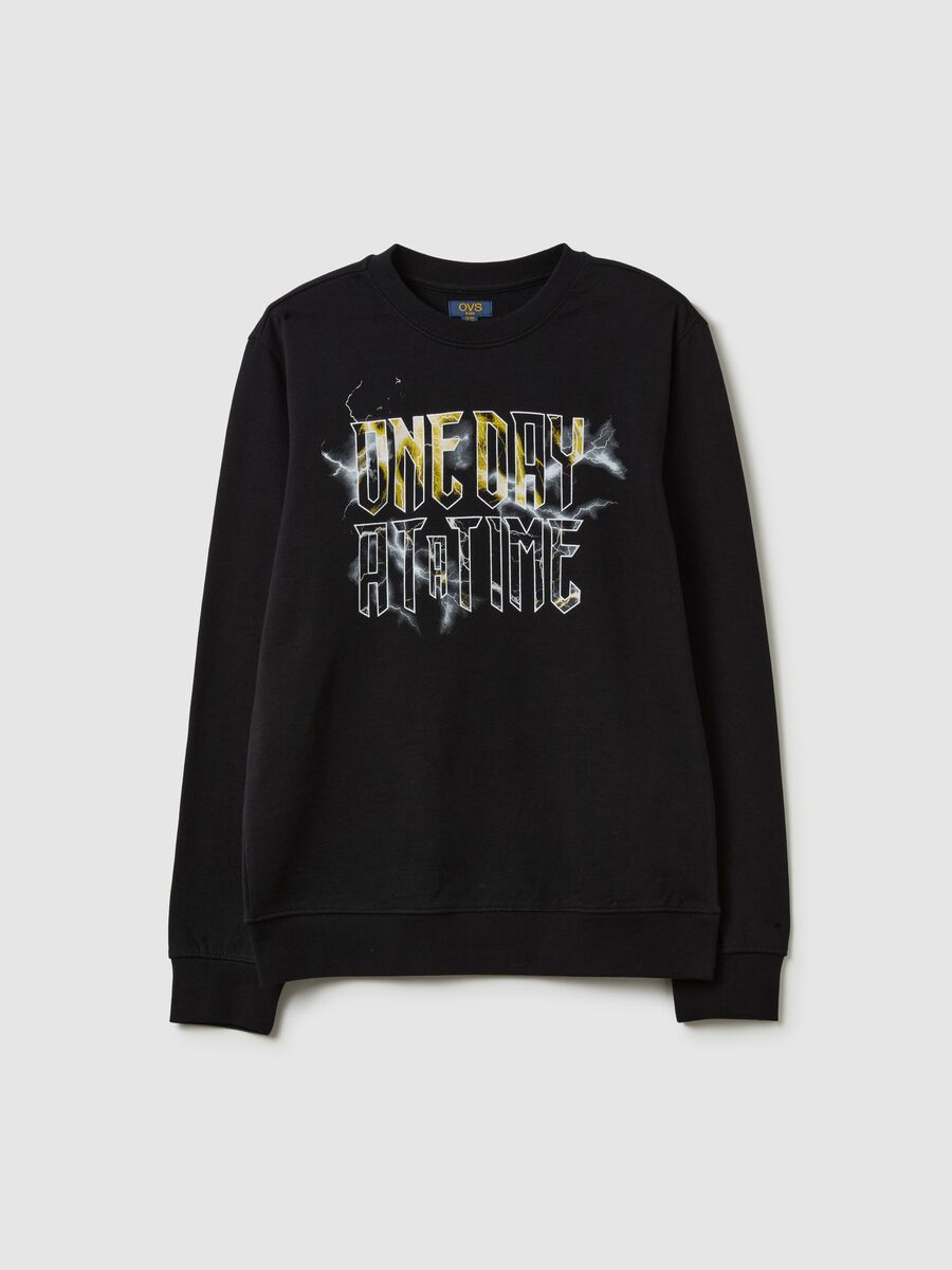 Round neck sweatshirt with print_0