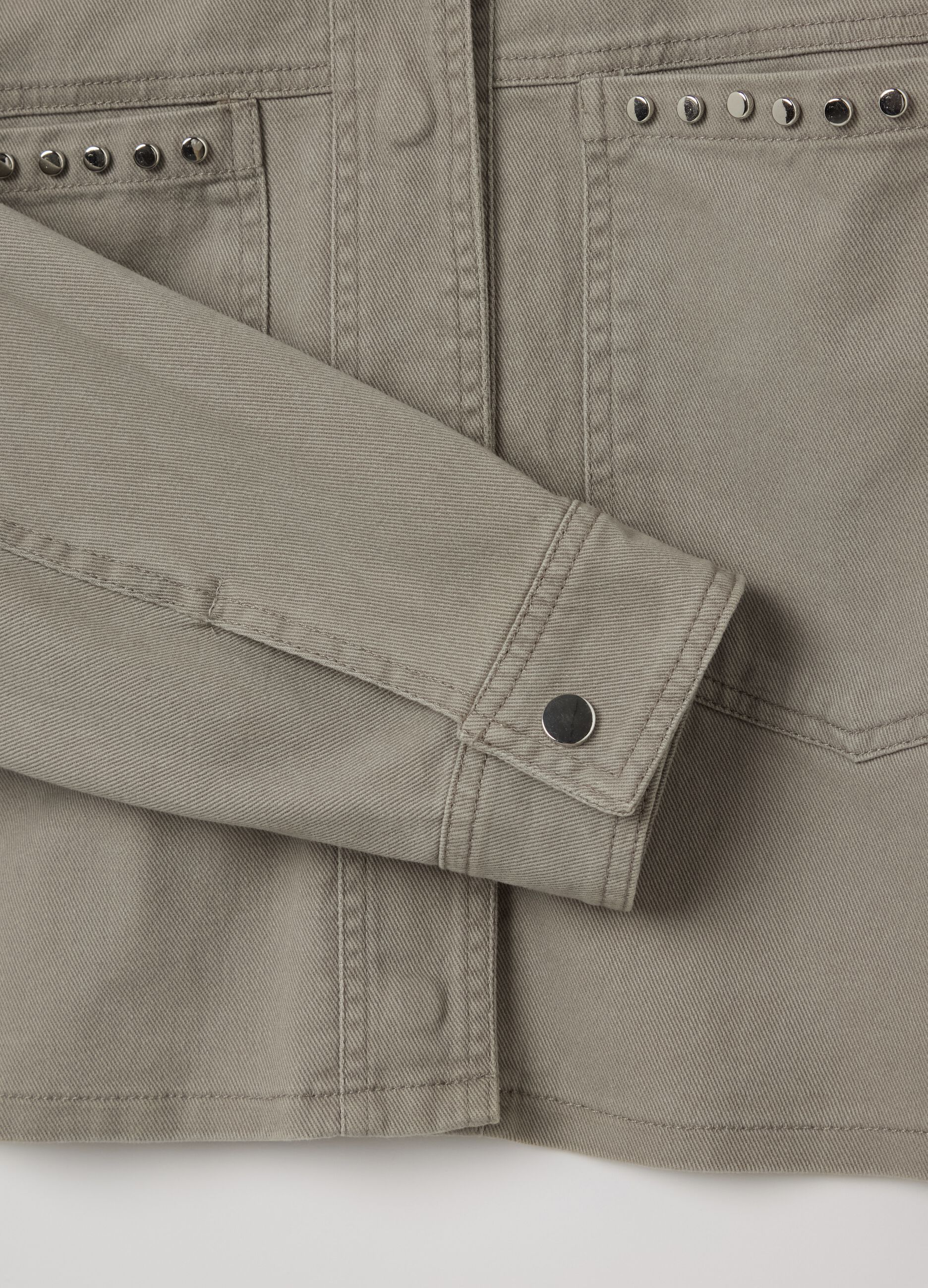 Grey jacket in cotton with studs