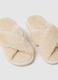 Beige plush women's slippers_1