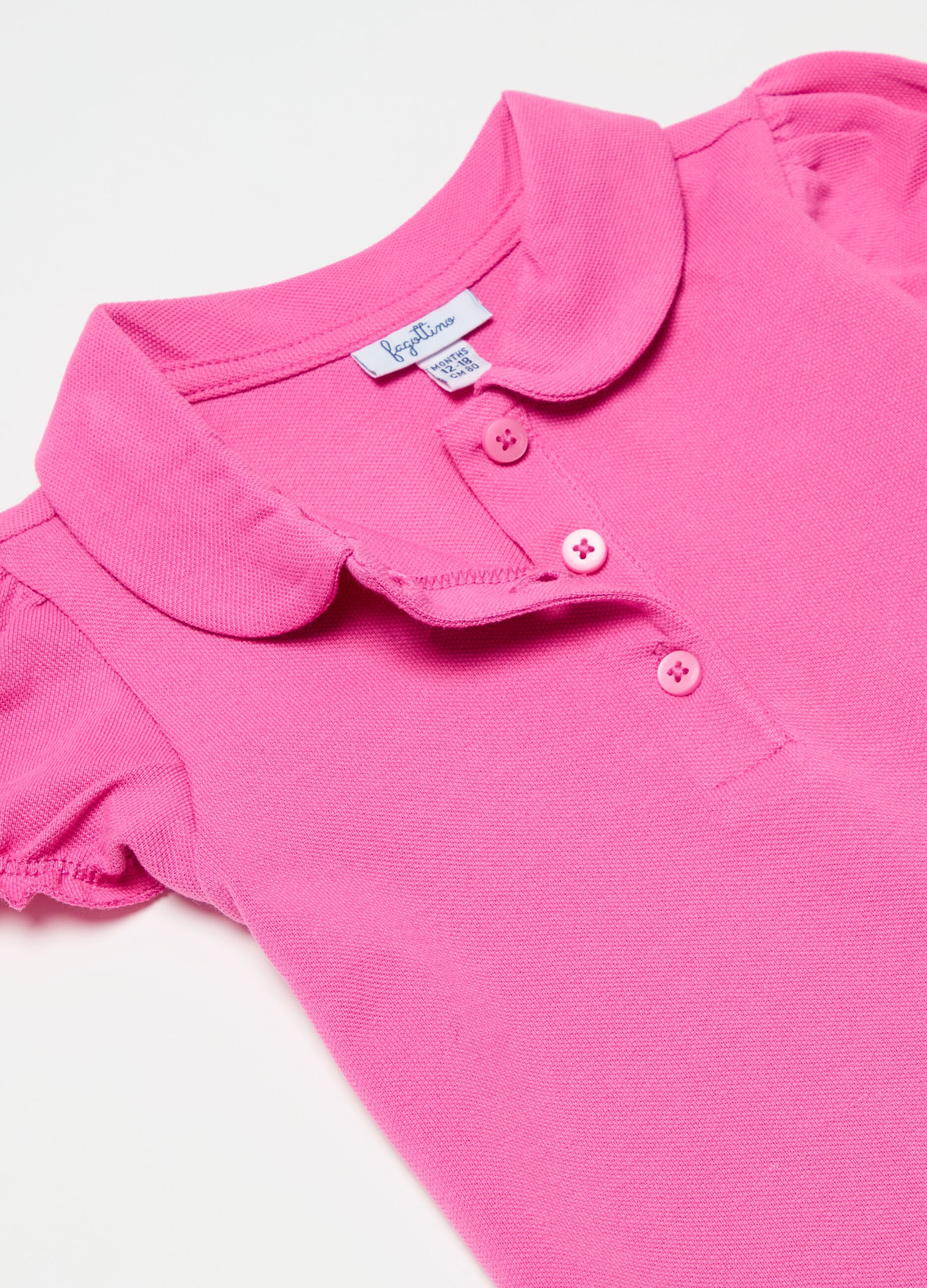 Cotton polo shirt with frills