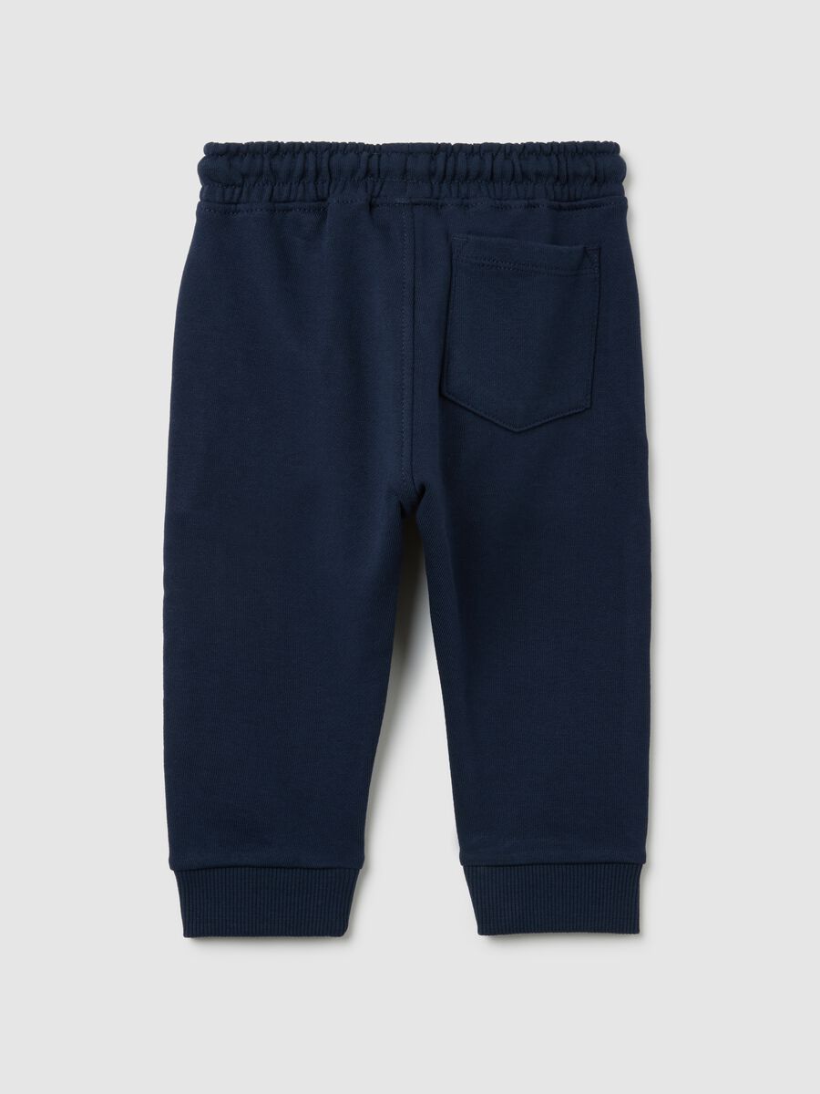 Pantaloni da neonato in puro cotone blu regular fit_1